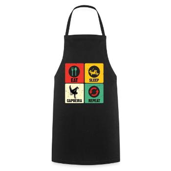 Essen Schlaf Capoeira Wiederholen - Kochschürze - Schwarz - Vorne - AI Model Male 185 dark (185cm)