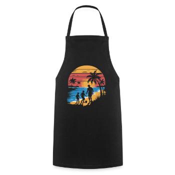 Father and 2 sons football holiday beach vintage - Cooking Apron - black - Front - AI Model Male 185 dark (185cm)