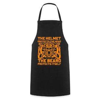 The Helmet protects the Head the beard protects it - Cooking Apron - black - Front - AI Model Male 185 dark (185cm)