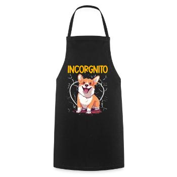 Incorgnito – Jeu de mots amusant sur le corgi - Tablier de cuisine - noir - Devant - AI Model Male 185 dark (185cm)