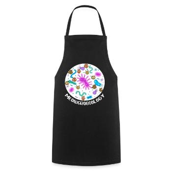 Meowcrobiology - Cooking Apron - black - Front - AI Model Male 185 dark (185cm)