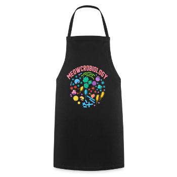 Meowcrobiology - Cooking Apron - black - Front - AI Model Male 185 dark (185cm)
