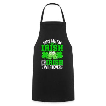 Kiss me I'm Irish or Irish whatever - Cooking Apron - black - Front - AI Model Male 185 dark (185cm)