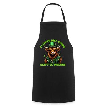 Clover and Cows can't go wrong - Cooking Apron - black - Front - AI Model Male 185 dark (185cm)
