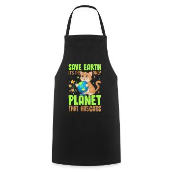 Sauvez la Terre, c’est la seule planète qui a des chats - Tablier de cuisine - noir - Devant - AI Model Male 185 dark (185cm)