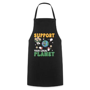 Soutenez votre planète locale - Tablier de cuisine - noir - Devant - AI Model Male 185 dark (185cm)