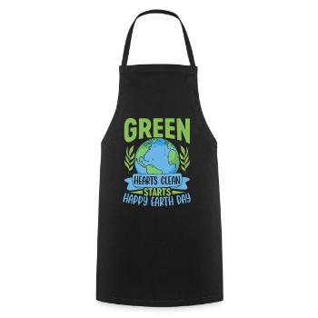 Green Hearts clean starts happy earth day - Cooking Apron - black - Front - AI Model Male 185 dark (185cm)