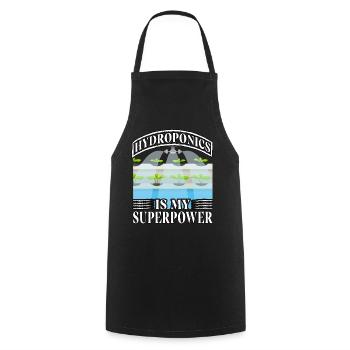 Hydroponics is my superpower - Cooking Apron - black - Front - AI Model Male 185 dark (185cm)