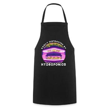 Easily distracted by Hydroponics - Cooking Apron - black - Front - AI Model Male 185 dark (185cm)
