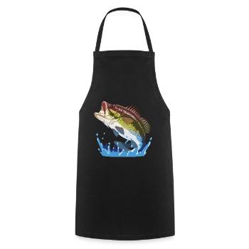Big Bass, Angelgeschenk, Fisherman Cool Gift, Fisch - Kochschürze - Schwarz - Vorne - AI Model Male 185 dark (185cm)