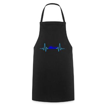 Heartbeat Boat Ship | Colors can be changed - Cooking Apron - black - Front - AI Model Male 185 dark (185cm)