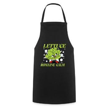 Lettuce Romaine Calm – Funny Salad - Cooking Apron - black - Front - AI Model Male 185 dark (185cm)