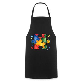 Autism Puzzle - Cooking Apron - black - Front - AI Model Male 185 dark (185cm)