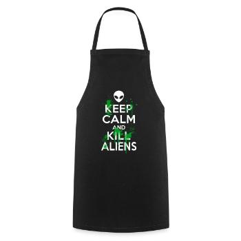 Bleib ruhig und töte Aliens Carry On UFO Head Alien - Kochschürze - Schwarz - Vorne - AI Model Male 185 dark (185cm)