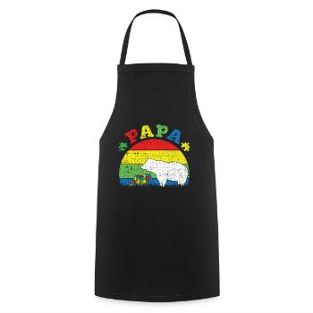 Proud Autism Dad Bear Puzzle Autism Awareness - Cooking Apron - black - Front - AI Model Male 185 dark (185cm)
