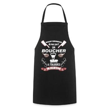 Un boucher a toujours raison Cadeau Homme - Tablier de cuisine - noir - Devant - AI Model Male 185 dark (185cm)