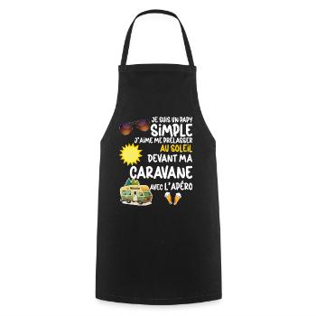 Caravane Papy Et Apéro Cadeau Homme - Tablier de cuisine - noir - Devant - AI Model Male 185 dark (185cm)