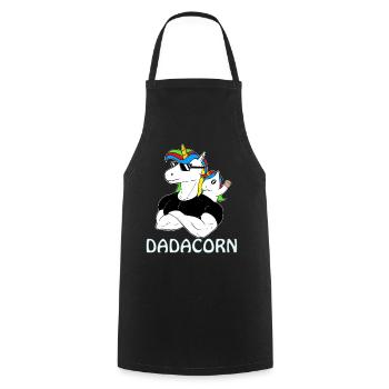 Dadacorn papa Licorne et enfant - Tablier de cuisine - noir - Devant - AI Model Male 185 dark (185cm)