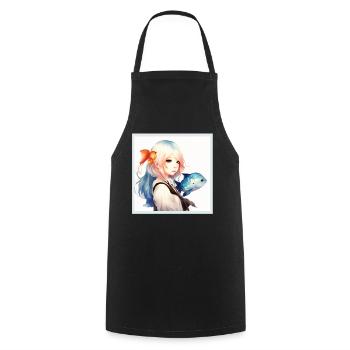 Anime Girl Japanese Aesthetic Anime Gift - Cooking Apron - black - Front - AI Model Male 185 dark (185cm)