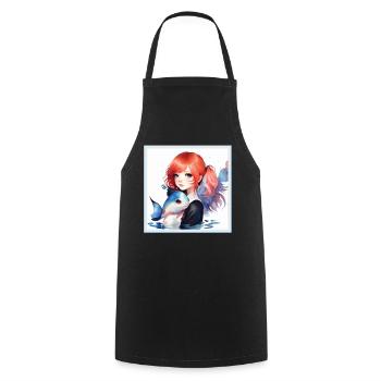 Anime Girl Japanese Aesthetic Anime Gift - Cooking Apron - black - Front - AI Model Male 185 dark (185cm)