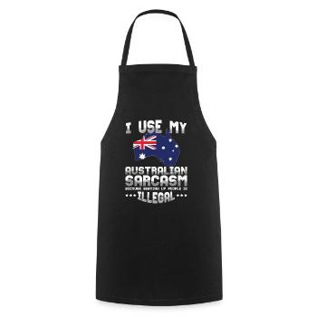 Australie Sarcasme Australia Day Australian - Tablier de cuisine - noir - Devant - AI Model Male 185 dark (185cm)