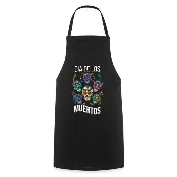 Bones Mexican Floral Muertos Day Of Dead Halloween - Cooking Apron - black - Front - AI Model Male 185 dark (185cm)