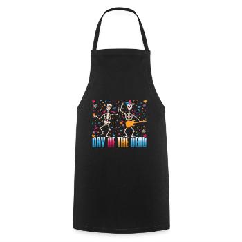 Danse Squelette Muertos Jour De Mort Halloween - Tablier de cuisine - noir - Devant - AI Model Male 185 dark (185cm)
