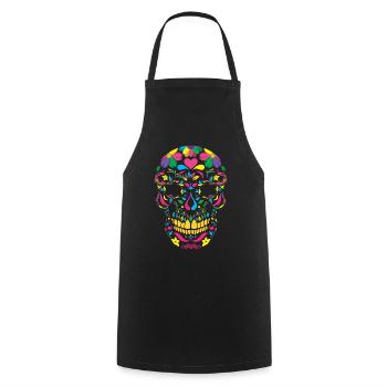 Buntes mexikanisches Knochenskelett Muertos Tag der Toten - Kochschürze - Schwarz - Vorne - AI Model Male 185 dark (185cm)