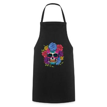 Mexikanischer Blumenmuertos Tag des Toten Halloween - Kochschürze - Schwarz - Vorne - AI Model Male 185 dark (185cm)