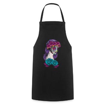 La Calavera Mexique Muertos Floral Jour De Mort - Tablier de cuisine - noir - Devant - AI Model Male 185 dark (185cm)