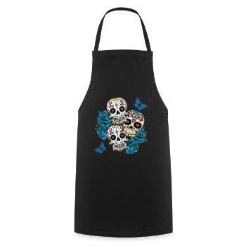 Halloween Sugar Dia De Los Muertos Day Of Dead - Cooking Apron - black - Front - AI Model Male 185 dark (185cm)