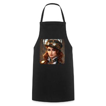 Cooles Steampunk Girl - Kochschürze - Schwarz - Vorne - AI Model Male 185 dark (185cm)