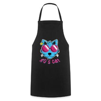 Années 80 Cat 80 Retro Party Année 1980 - Tablier de cuisine - noir - Devant - AI Model Male 185 dark (185cm)