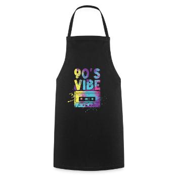 Vibe 90er Karneval 90 Retro Party Jahr 1990 Batiken - Kochschürze - Schwarz - Vorne - AI Model Male 185 dark (185cm)