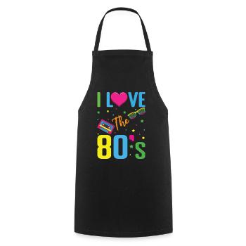 Heart Love 80s Carnival 80s Retro Party 1980 - Cooking Apron - black - Front - AI Model Male 185 dark (185cm)