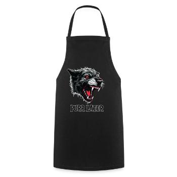 Dämon Schwarze Katze, schnurrt später - Kochschürze - Schwarz - Vorne - AI Model Male 185 dark (185cm)