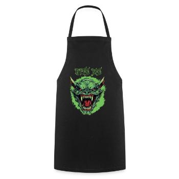 Demon Orc head, Bite Me - Cooking Apron - black - Front - AI Model Male 185 dark (185cm)