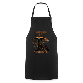Silhouette de sorcière, La vie est une sorcière - Tablier de cuisine - noir - Devant - AI Model Male 185 dark (185cm)