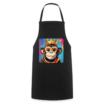 Cute grinning monkey with crown - Cooking Apron - black - Front - AI Model Male 185 dark (185cm)