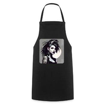 Cool gothic girl with tattoos - Cooking Apron - black - Front - AI Model Male 185 dark (185cm)