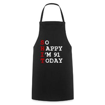 Birthday 91 Birthday Year Birth Funny - Cooking Apron - black - Front - AI Model Male 185 dark (185cm)