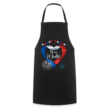 Anniversaire 14 Juillet Fête Nationale Cadeau - Tablier de cuisine - noir - Devant - AI Model Male 185 dark (185cm)