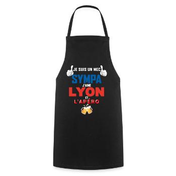 Lyon Cadeau Homme Mec Sympa Foot Et Apéro Bière - Tablier de cuisine - noir - Devant - AI Model Male 185 dark (185cm)