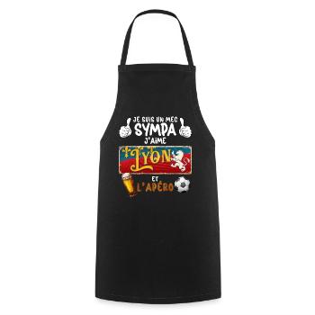 Homme Lyonnais Mec Sympa Foot Lyon Apéro Bière - Tablier de cuisine - noir - Devant - AI Model Male 185 dark (185cm)