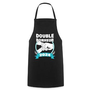 Grossesse Bébé Papa De Jumeaux Double Bonheur 2024 - Tablier de cuisine - noir - Devant - AI Model Male 185 dark (185cm)