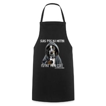 Hund und Morgenkaffee Humor Zitat - Kochschürze - Schwarz - Vorne - AI Model Male 185 dark (185cm)