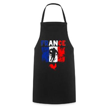 Frankreich Rugby Tricolor Flagge Blau Weiß Rot - Kochschürze - Schwarz - Vorne - AI Model Male 185 dark (185cm)