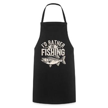 Pêcheur drôle de dicton pêche - Tablier de cuisine - noir - Devant - AI Model Male 185 dark (185cm)