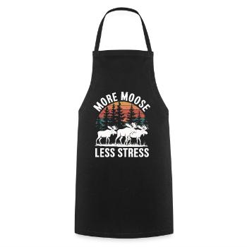 More Moose Less Stress Elch - Cooking Apron - black - Front - AI Model Male 185 dark (185cm)