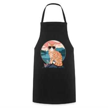 Tabby Orange Katze Mit Sonnenbrille - Kochschürze - Schwarz - Vorne - AI Model Male 185 dark (185cm)